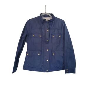 Skies Are Blue Coated Canvas Navy Blue Pockets Field Jacket, Women's Medium